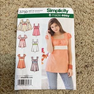 Simplicity Orange Tunic with Smocked Tie Front